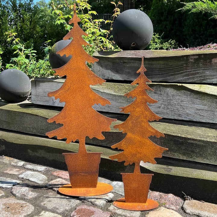 Storm's Gartenzaubereien Tannenbaum Rostdeko aus Metall gross und klein in Rostoptik 75-57cm Weihnac