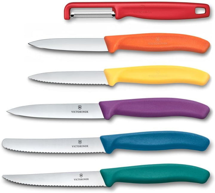 Victorinox Swiss Classic Messerblock, Messerhalter, 6-teilig, Inkl. 5 Gemüsemesser, Rüstmesser und S