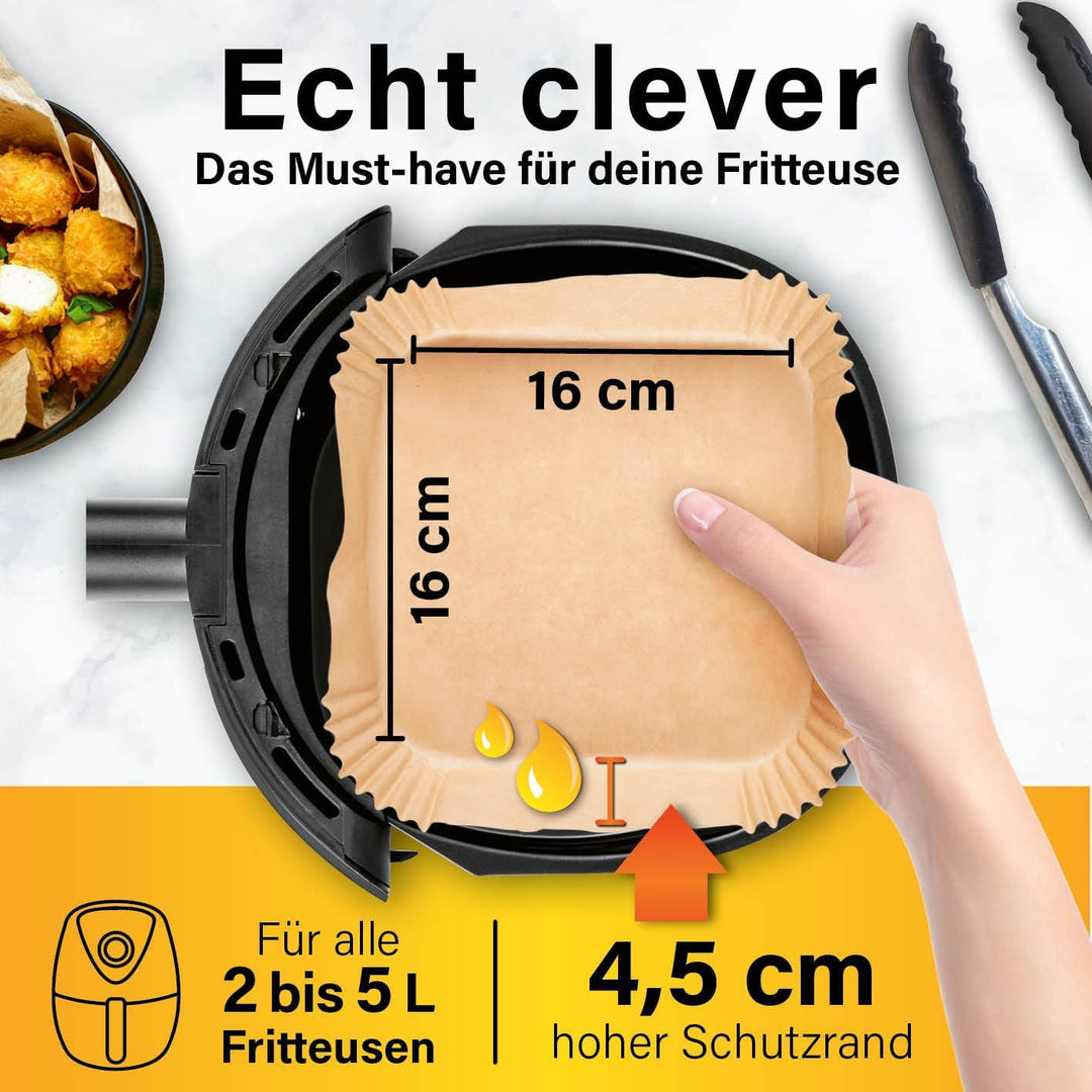 GOURMETmaxx Backpapier für Heissluftfritteuse 2 bis 5 Liter | Backpapierschale antihaftbeschichtet &