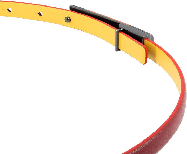 DUDU Damen Gürtel aus echtem Leder Made in Italy Bunt H 12 mm Kürzbar Koppelschliesse Rot von 100 cm