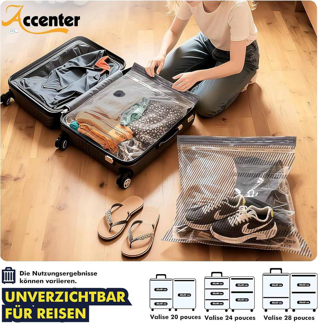 Accenter Vakuumbeutel für Kleidung mit Elektrischer Pumpe,Vakuumbeutel Reise für Koffer Organizer,Kl
