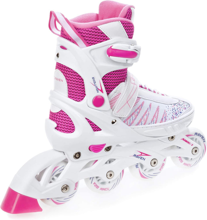 RAVEN 2in1 Schlittschuhe Inline Skates Inliner LED Räder für Kinder Mädchen verstellbar 35-39 (23cm-