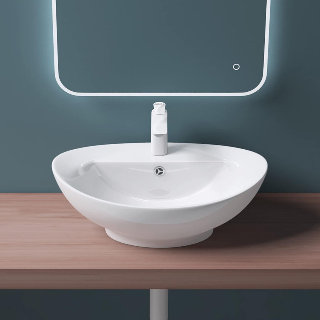 Mai &amp; Mai Aufsatzwaschbecken Brüssel302 BTH: 59x39x21 cm in weiss aus Keramik ovale Form mit Nano-Be