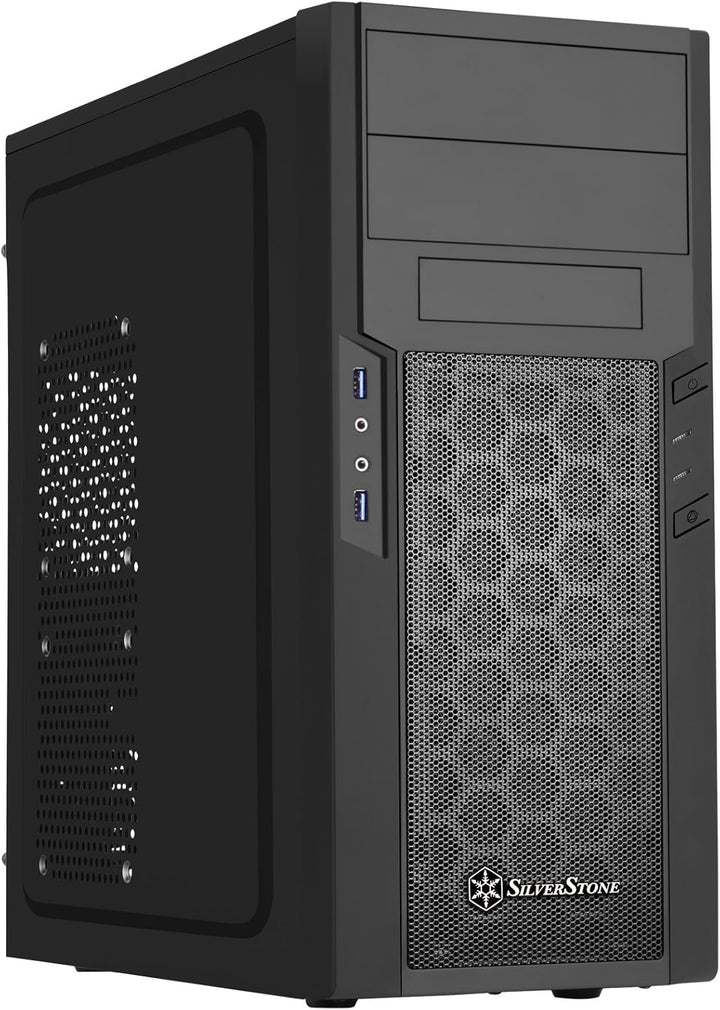 SilverStone SST-PS13B - Precision Midi Tower Gehäuse, Frontblende in Klavierlack-Optik, ATX, schwarz
