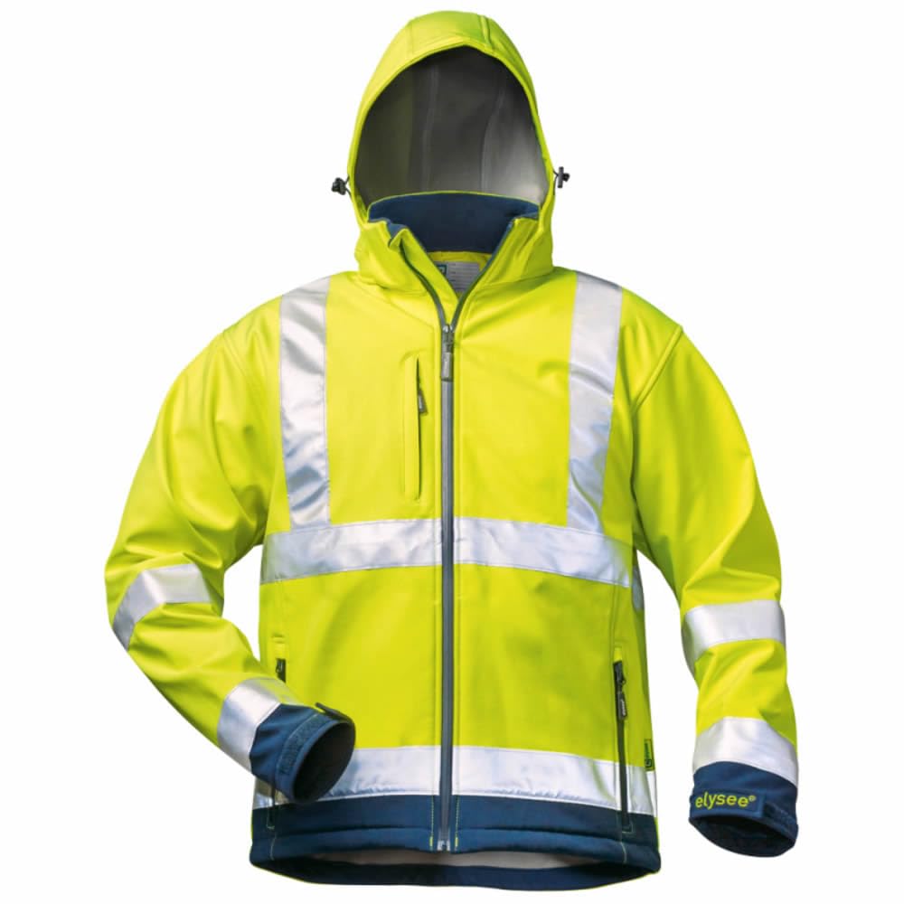 *SAM* WARNSCHUTZ-SOFTSHELLJACKE ELYSEE GELB/MARINE, EN 471/3