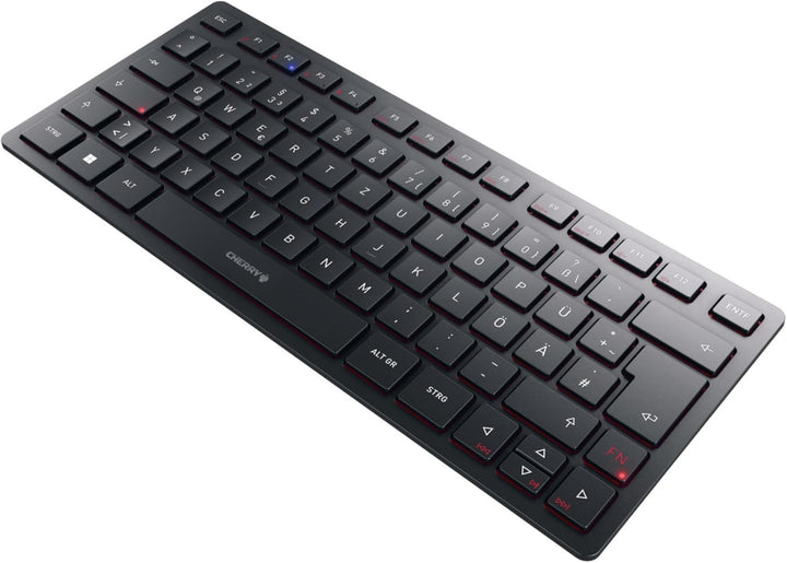 CHERRY KW 9200 Mini, kompakte Multi-Device-Tastatur für bis zu 4 Endgeräte, Deutsches Layout (QWERTZ