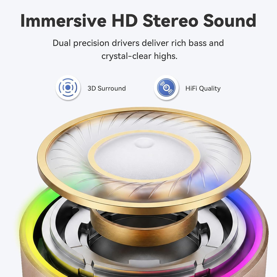 Mini Bluetooth Lautsprecher (83g), Musikbox Bluetooth 5.4 mit RGB Lichter, HD-Sound & Starke Bass, T