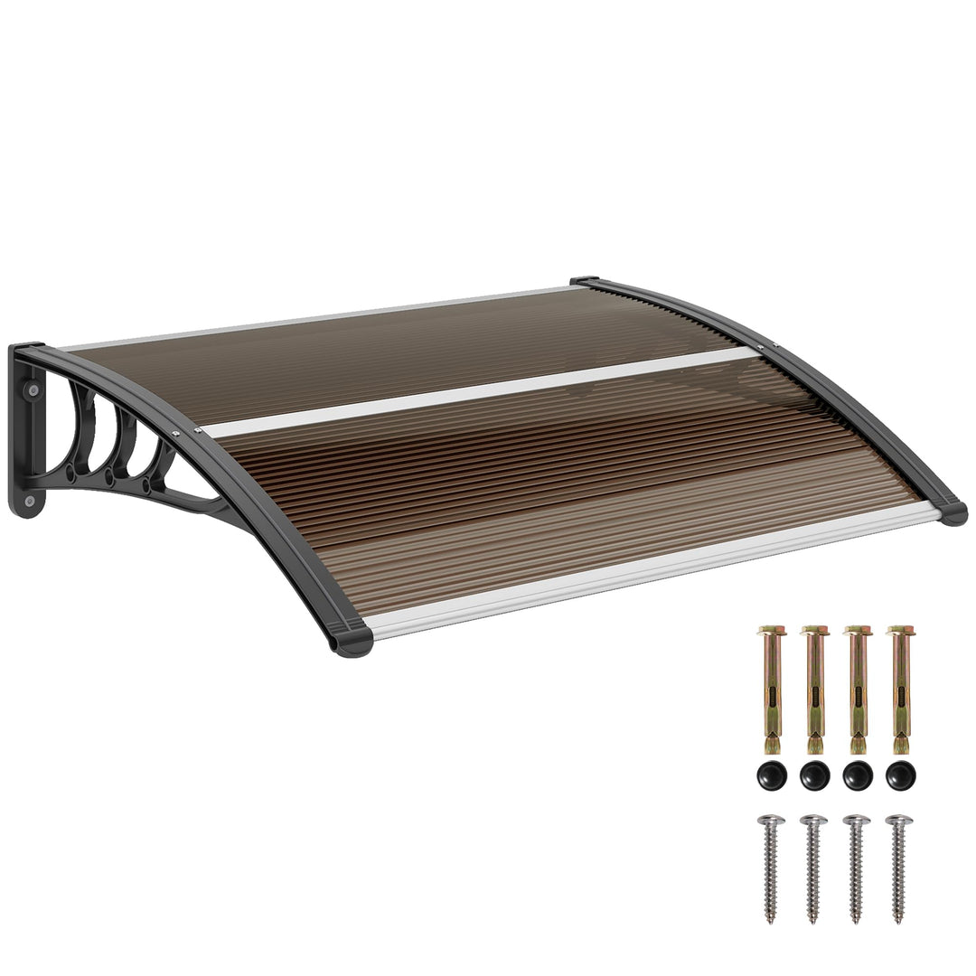 Outsunny Vordach Haustürvordach 75 x 100 cm Pultvordach Überdachung Polycarbonat Braun Braun+Schwarz