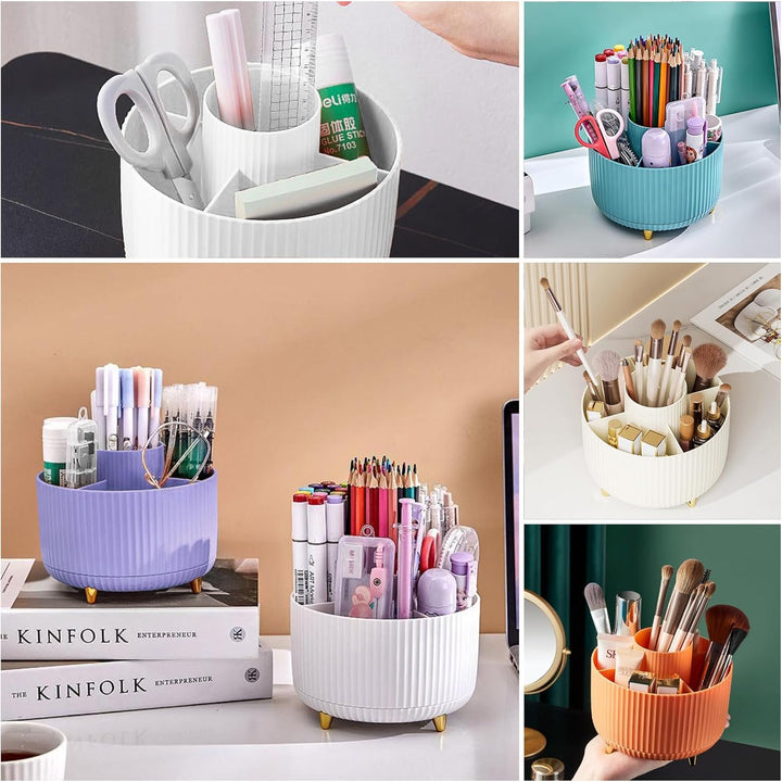 DASITON Make up Kosmetik Organizer mit 5 Fächern,360° Drehbarer Pinsel Organizer,Grosser Kapazität S