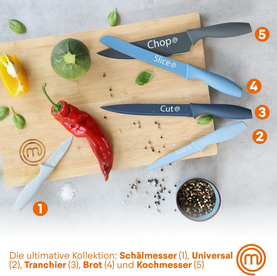 MasterChef Messerset, Küchenmesser Set ink. Kochmesser, Gemüsemesser, Schälmesser, Schneidemesser &