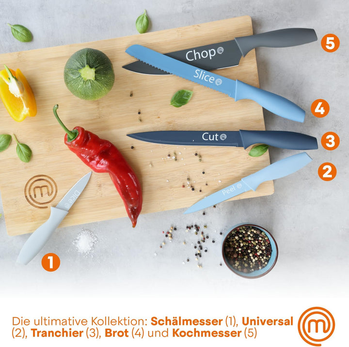 MasterChef Messerset, Küchenmesser Set ink. Kochmesser, Gemüsemesser, Schälmesser, Schneidemesser &