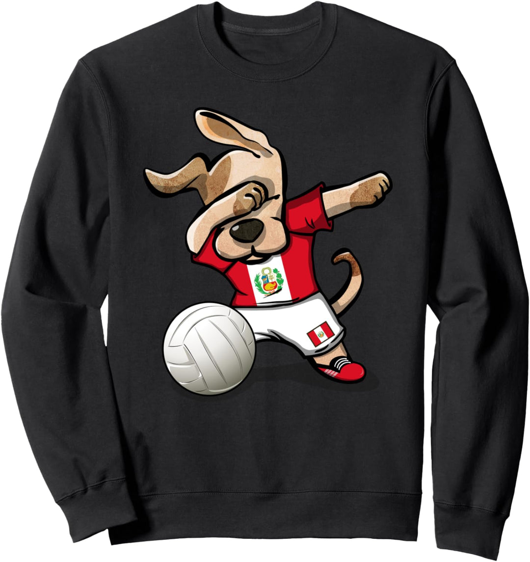 Lustiger Tupfender Hund Peru Volleyball - Peruanische Flagge Sweatshirt