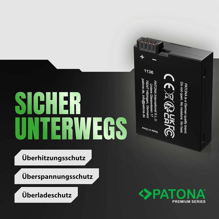 PATONA 2X Premium Akku Ersatz für Canon LP-E8 LP-E8+ Battery Pack 1140mAh | Ersatzakku für EOS 550D