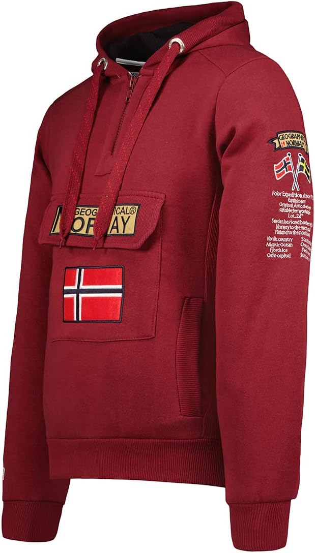 Geographical Norway GYMCLASS Men - Herren Kapuzenpullover Hoody S Burgundy, S Burgundy