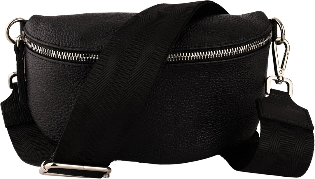 MIRROSI® Bauchtasche Damen, Echtleder, Made in Italy, Umhängetasche, Brusttasche, Crossbody Bag (1 T