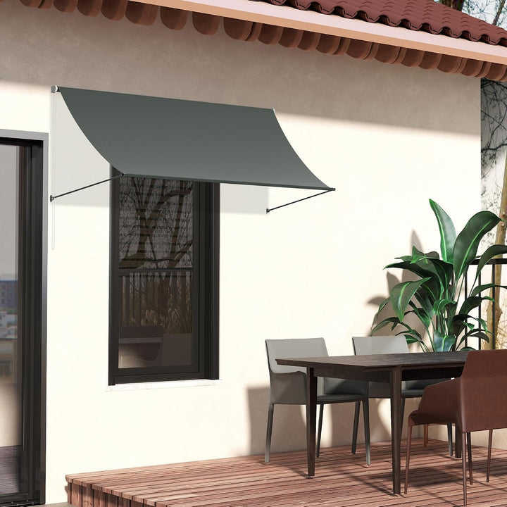 UISEBRT Fallarmmarkise Fenstermarkise einziehbar 150x145 cm, Balkonmarkise mit Kordel und Aluminium
