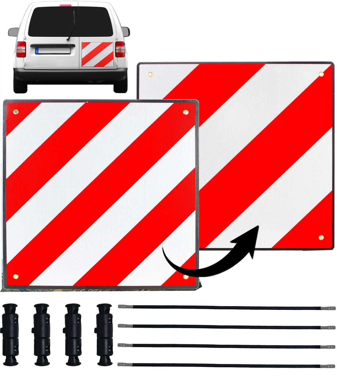 Warntafel für Italien Spanien und Portugal Fahrradträger,3 In 1 Alu Reflektierend Warnschild(50 x 50