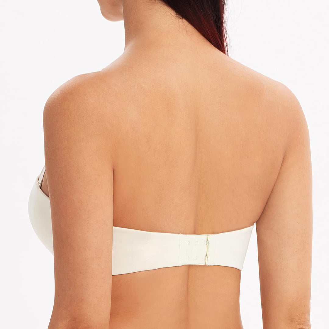 MELENECA Damen Ohne Bügel Push Up Geformte Cups Trägerloser Lift Up BH 80F Gebrochenes Weiss, 80F Ge