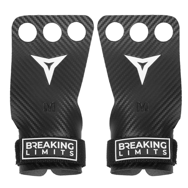 BREAKING LIMITS Crossfit Grips - Carbon-Mikrofaser-Fitness-Handschuhe mit 3 Fingerlöchern - Handschu