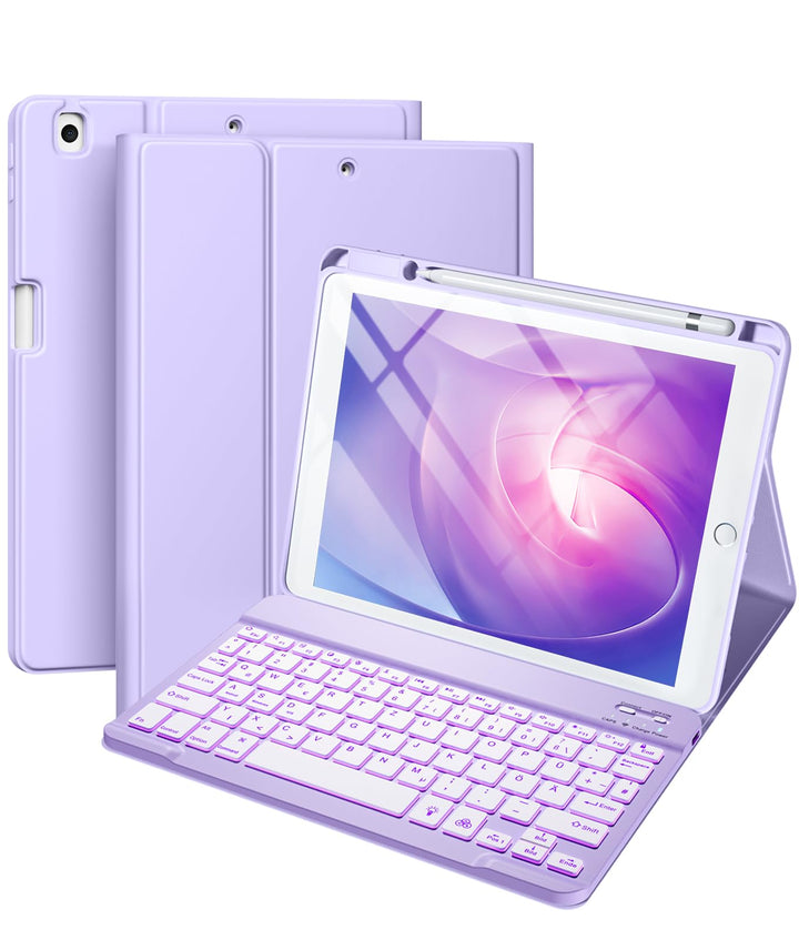 Vobafe Hülle mit Tastatur Kompatibel für iPad 9./ 8. /7. Generation 10.2 Zoll mit Stifthalter, Magne