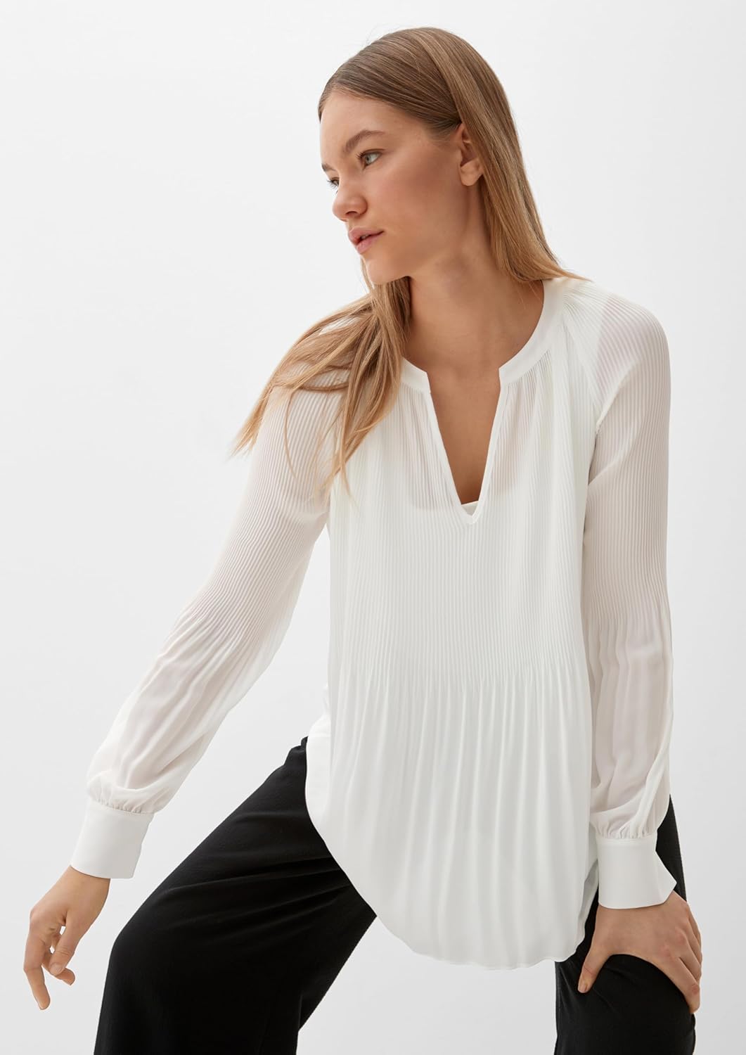 s.Oliver Black Label Damen 2102619 Bluse 34 0200 Creme, 34 0200 Creme