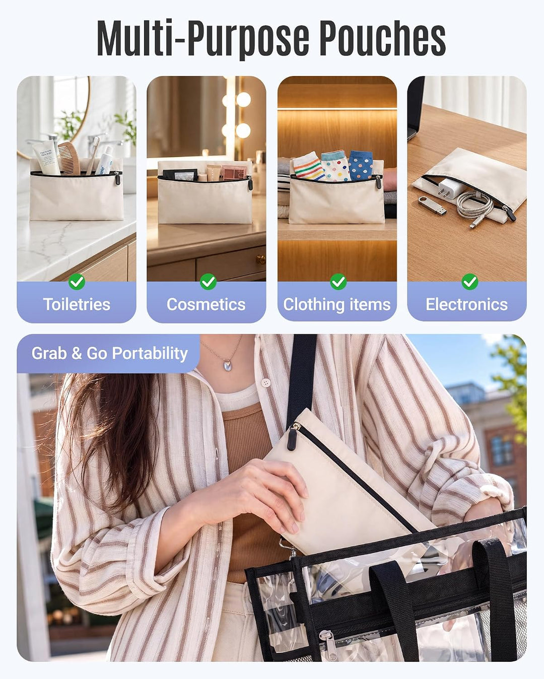 Light Flight Koffer Organizer 8-teilig Packing Cubes mit Tragegriff | Platzsparender Reiseorganizer