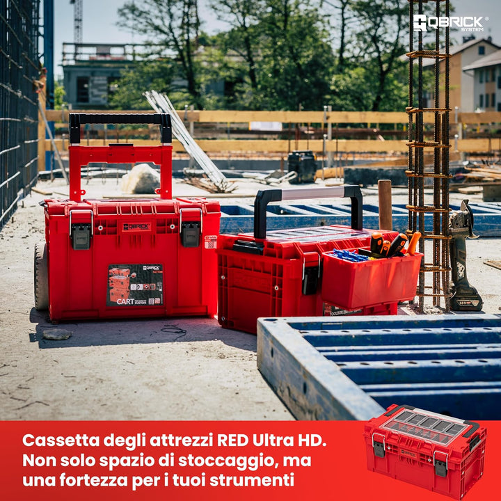 QBRICK SYSTEM Werkzeugkoffer Werkzeugkasten Leer Werkzeugkiste PRIME RED Ultra HD Rot 570 x 340 x 29