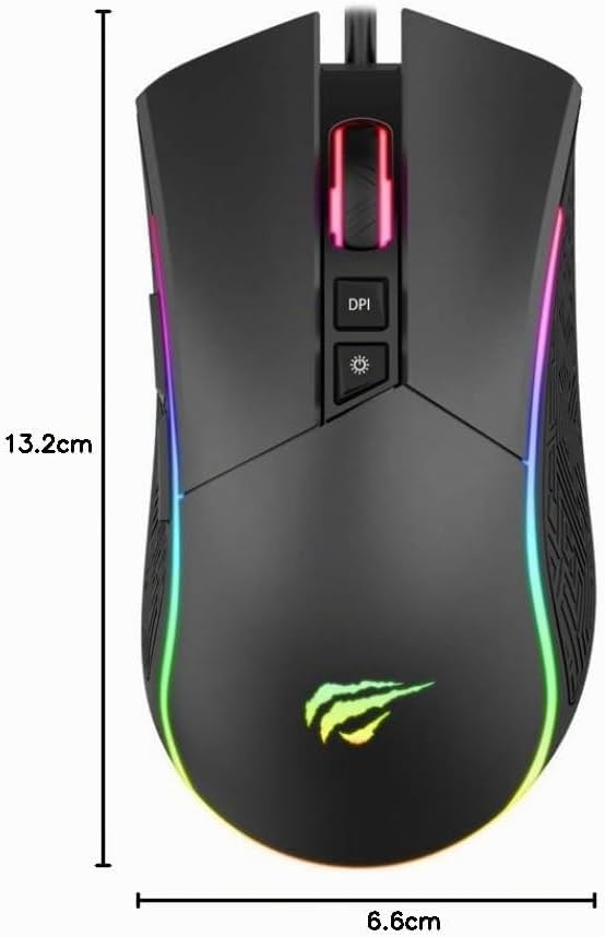 havit Gaming Maus mit Kabel - Computer Maus [mit USB Kabel und LED-Switch-Button] - Gaming Mouse [mi