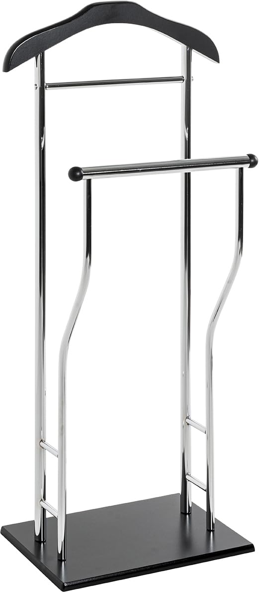 HAKU Möbel Herrendiener chrom Schlafzimmer schwarz stiller Diener MDF, Metall - Masse: B 45 x H 110