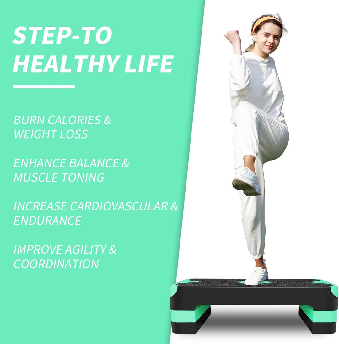 Aerobic Steppbrett Höhenverstellbar Stepper mit 3 Stufen 10/15/20cm, rutschfest Fitness Step-Bench f