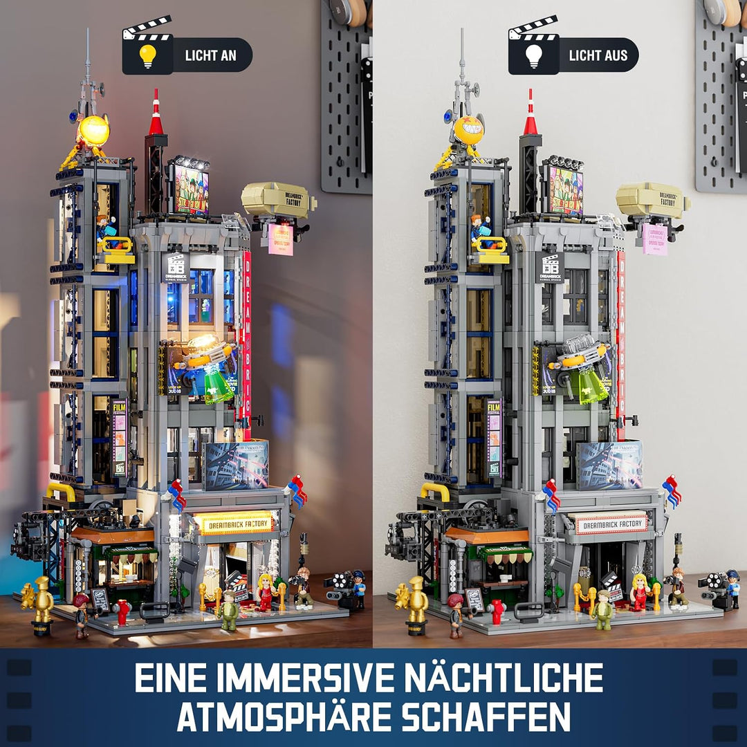 Lumibricks Film Studio Tower Bauset, 3891 Teile beleuchtetes modulares Stadtgebäude für Erwachsene 1
