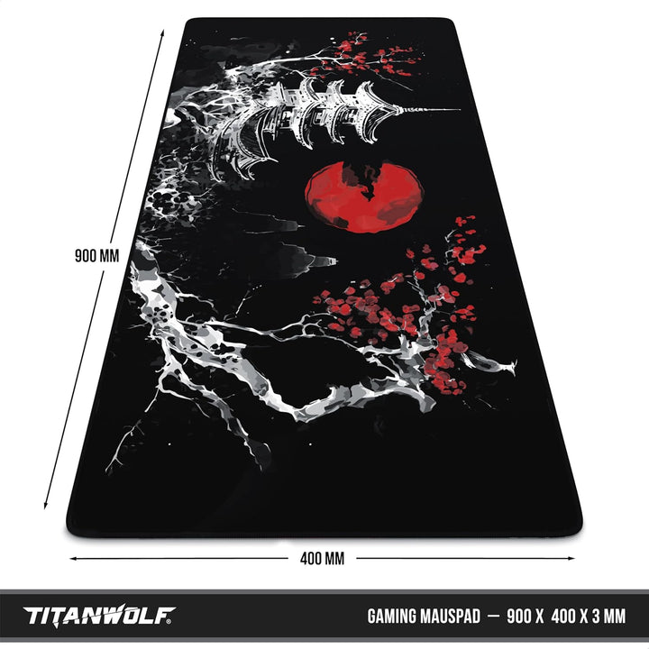 TITANWOLF - XXL Speed Gaming Mauspad 900 x 400mm - XXL Mousepad - Tischunterlage Large Size - verbes