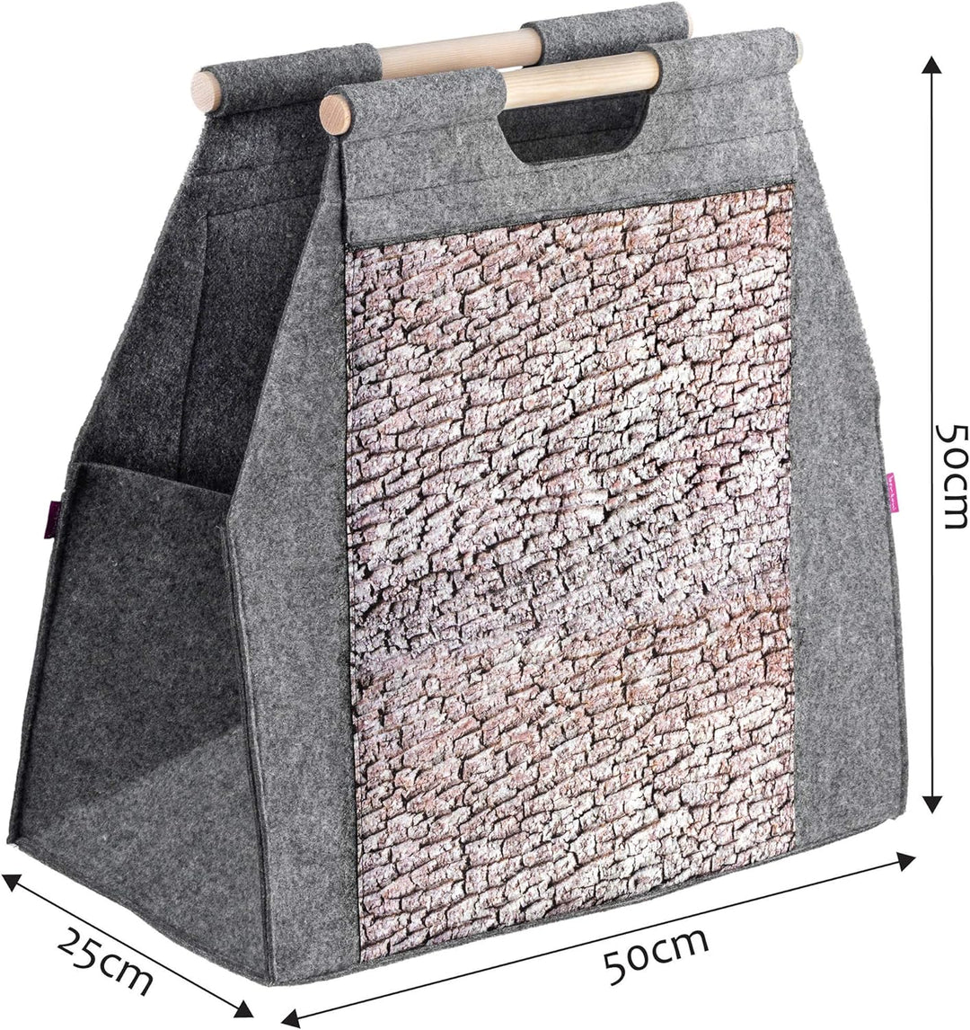 KADAX Kaminholztasche, Holztragetasche aus Filz, Filztasche für Holz, Holzstücke, Filzkorb für Kamin