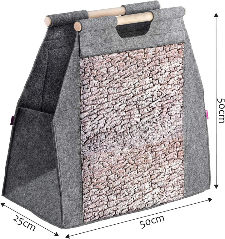 KADAX Kaminholztasche, Holztragetasche aus Filz, Filztasche für Holz, Holzstücke, Filzkorb für Kamin