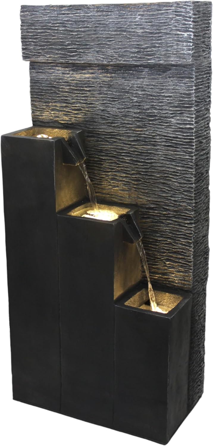 Grosser Springbrunnen BK846 mit LED Beleuchtung Gartenbrunnen mit Dekorationsbecken Kaskade (101x43x