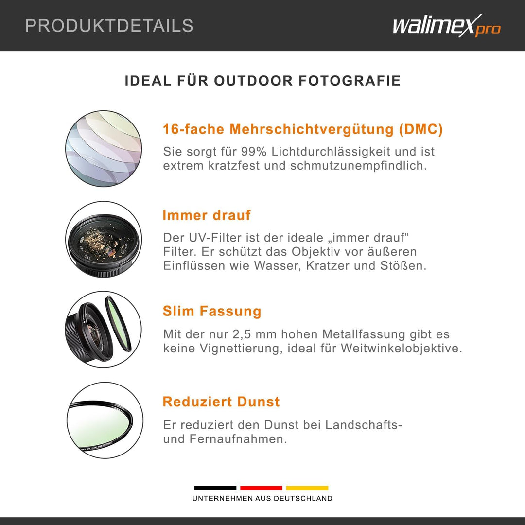 Walimex pro UV-Filter Slim Super DMC 95mm - besonders hochwertiger UV Filter Objektivfilter, Slim nu