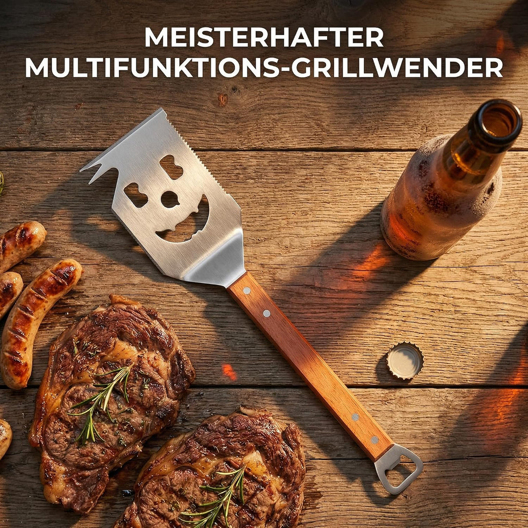 Multifunktionaler Grillwender und -Gabel,Maslasee geeignet für Grillgeräte, multifunktionales Grillb