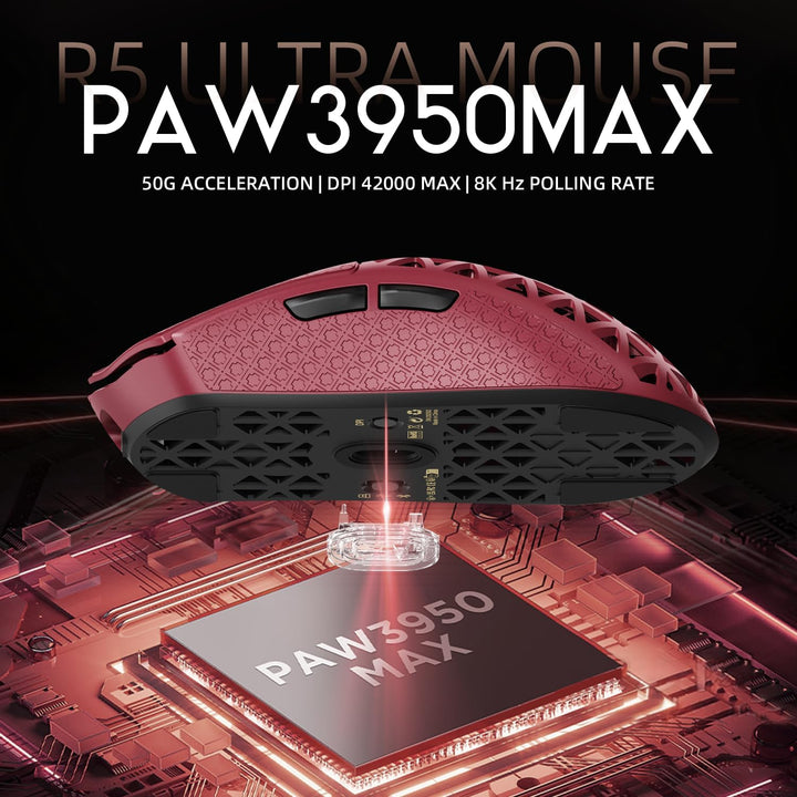 ATTACK SHARK R5 Ultra Carbonfaser Gaming-Maus, 39g Superlight, 8000Hz Kabellose Mouse, 42000 DPI, PA