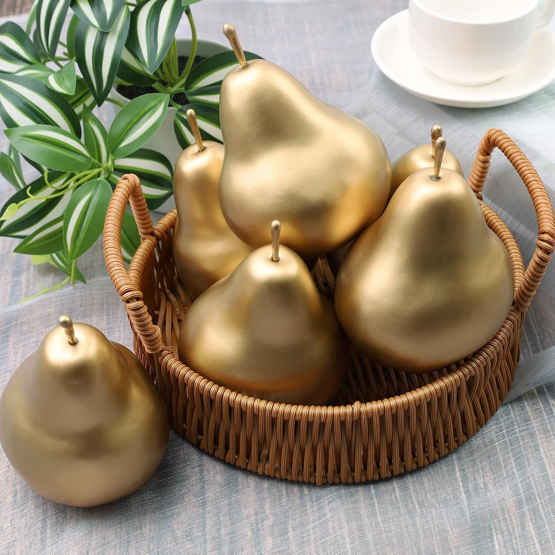 Meiwlong 6 PCS Künstliche Realistisch Birne Gefälscht Lebensecht Anzeige Dekoration Golden Geburtsta