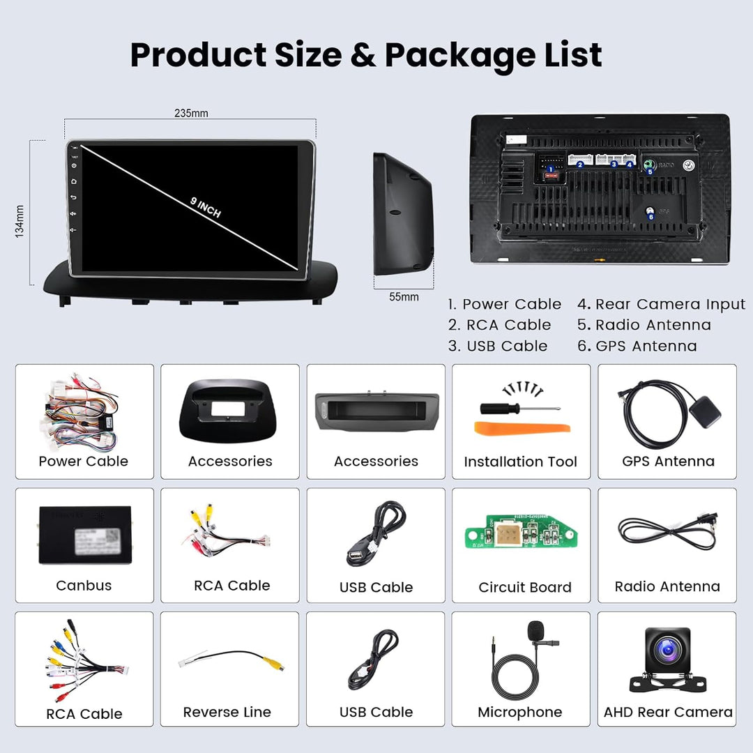 [2+64GB] Android 13 Autoradio, Wireless CarPlay Android Auto, für Renault Megane 3 2009-2014 Radio,