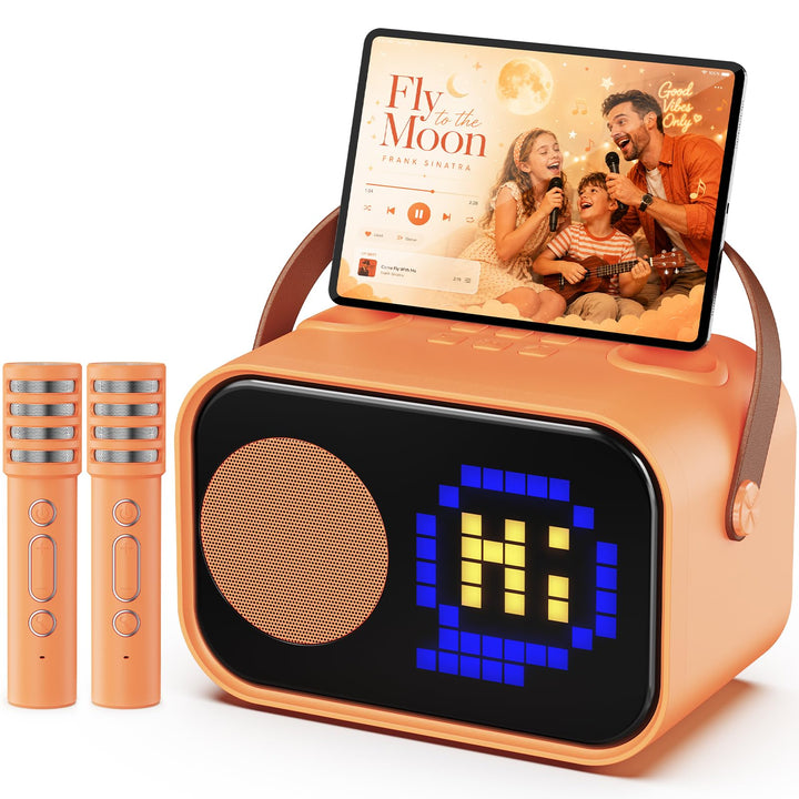 JYX Karaoke Anlage mit 2 Mikrofonen, Karaoke Maschine Kinder mit Professionellem Begleitmodus, Bluet