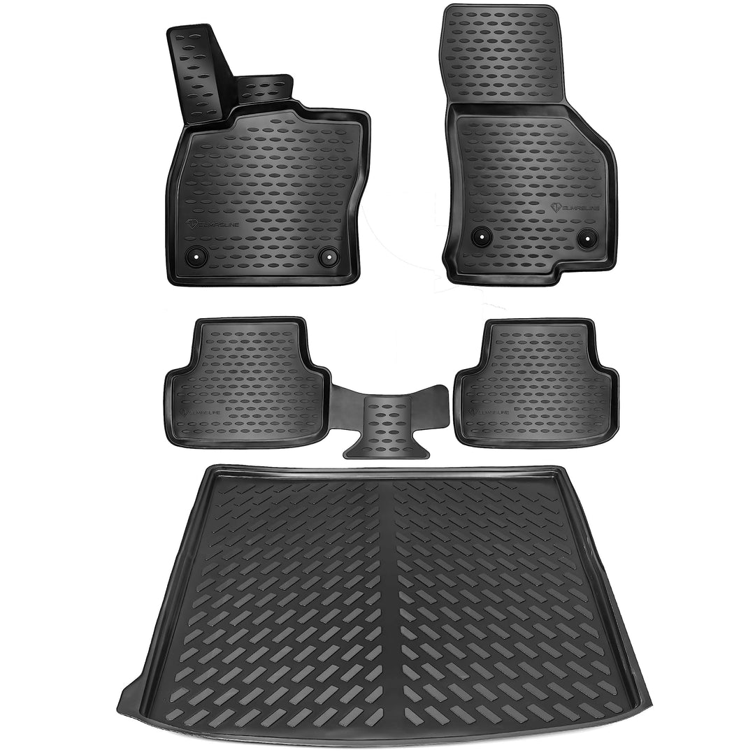 ELMASLINE 3D Gummimatten & Kofferraumwanne Set für VW Passat B8 Variant ab 2014 | Hoher Rand | Zubeh