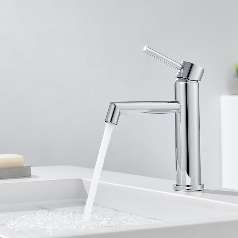 Ulytid Wasserhahn Bad Waschtischarmatur Chrom, Waschbecken Armatur Mischbatterie, Badarmatur mit Kal