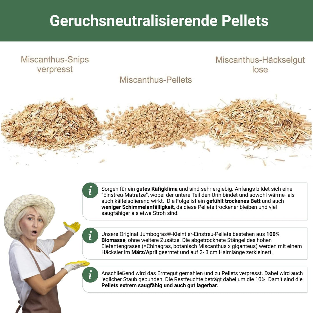 Jumbogras Kleintier-Einstreu Pellets aus Miscanthus/Elefantengras für Hasen Kaninchen Maus Vogel Mee
