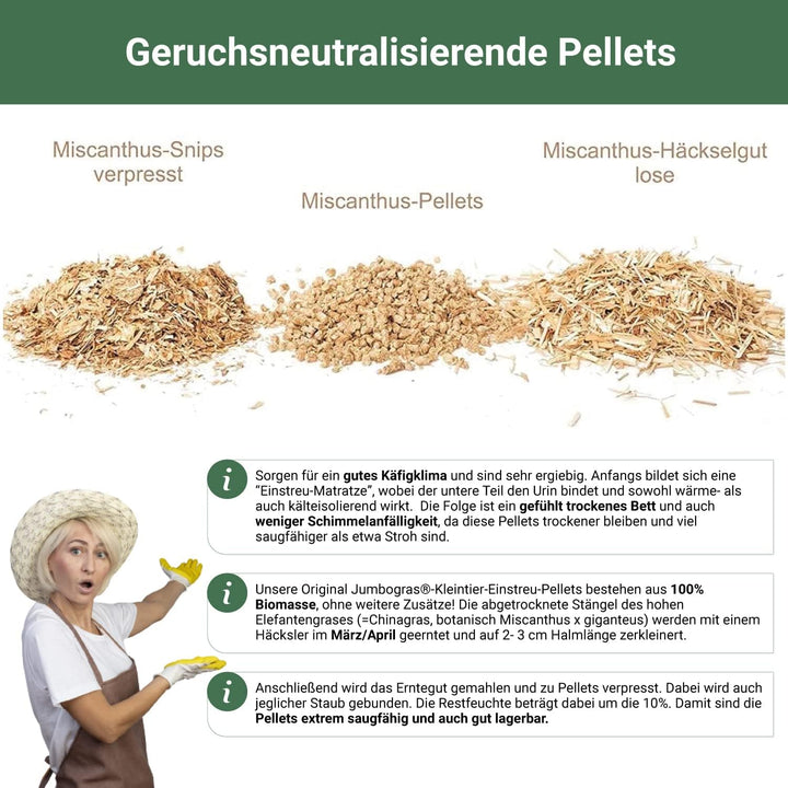 Jumbogras Kleintier-Einstreu Pellets aus Miscanthus/Elefantengras für Hasen Kaninchen Maus Vogel Mee