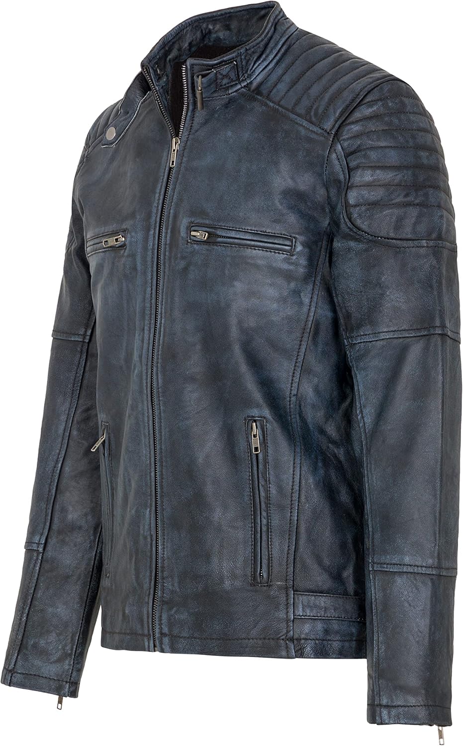 URBAN 5884 Herren Ralf, Lederjacke Echtleder Weich und Strapazierfähig, Denim