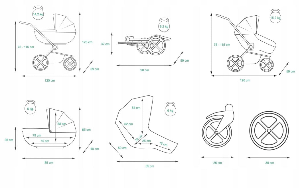 BabyLux® Kinderwagen Set 4 in 1 - Gold Lux - incl. Babywanne, Buggy Sportsitz, Auto-Babyschale, ISOF
