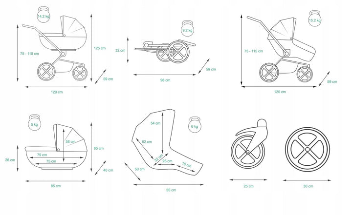 BabyLux® Kinderwagen Set 4 in 1 - Gold Lux - incl. Babywanne, Buggy Sportsitz, Auto-Babyschale, ISOF