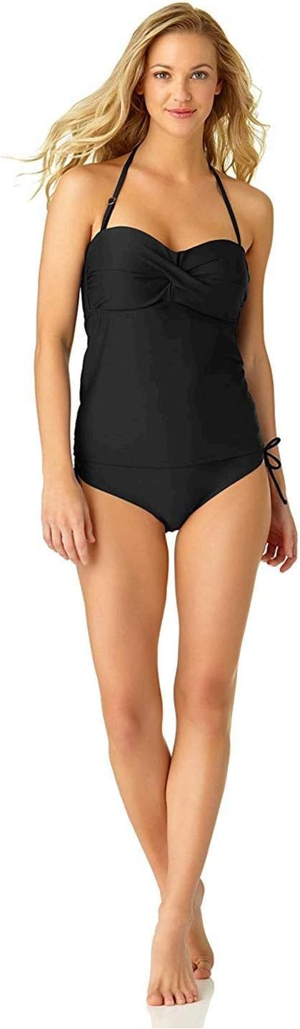 Catalina Damen Bandeau Badeanzug Tankini-Oberteil M Schwarz, M Schwarz