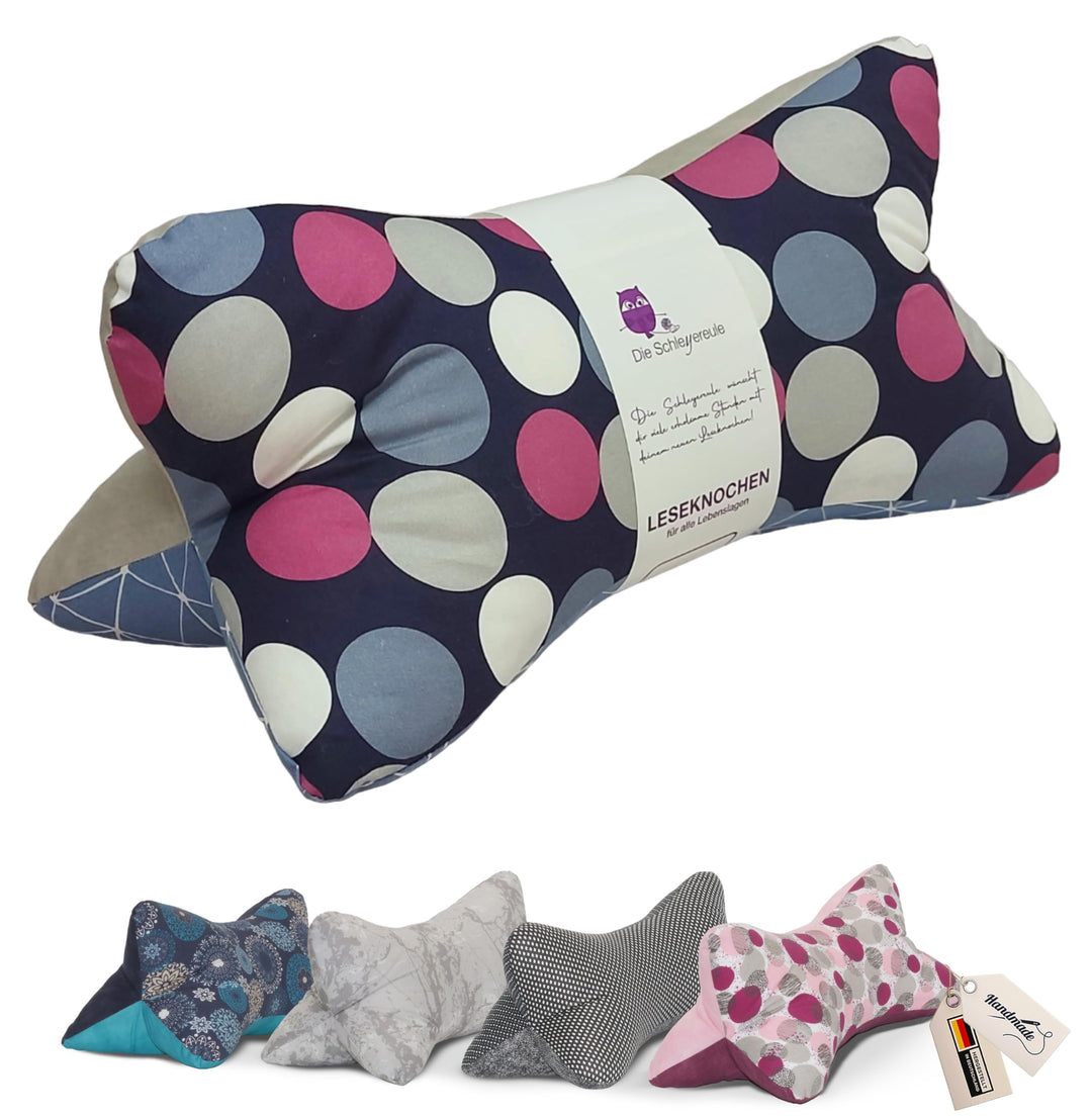 Leseknochen Muster Nackenkissen Handmade in D, waschbar (Lovely Dots), Lovely Dots